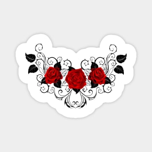 Symmetrical Pattern of Red Roses (without a shadow) Magnet