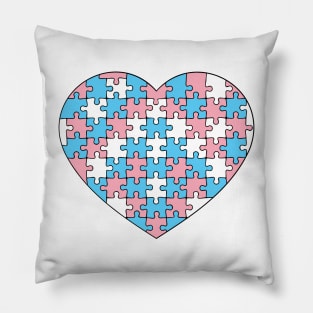 Puzzle Heart - Trans Pride Colors Pillow