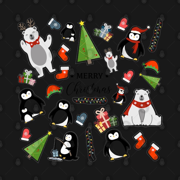 Merry Christmas drawings stickers set transparent background by Arch4Design