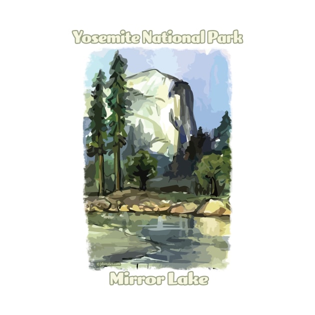 Mirror Lake Yosemite National Park vintage-style design by jdunster