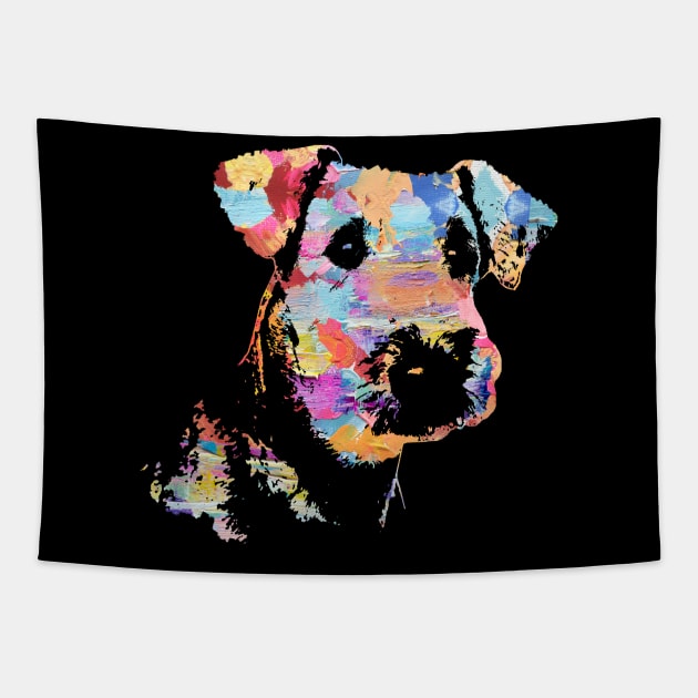 Pastel Paint Airedale Terrier Portrait Tapestry by Nartissima