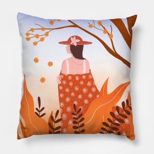 Love yourself and love nature orange version Pillow