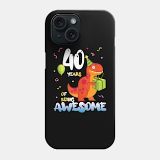 40th Birthday Dinosaur Dino Lover Themed 40 Year Phone Case