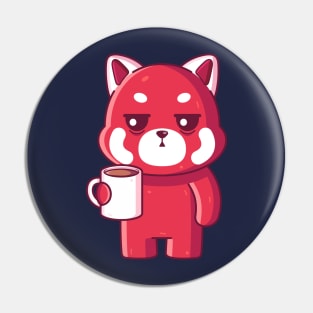 Cute red panda drinking coffee Pin