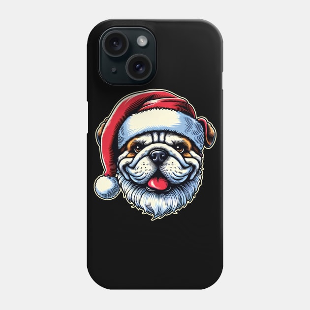 Bulldog as Santa for Christmas Phone Case by cowyark rubbark