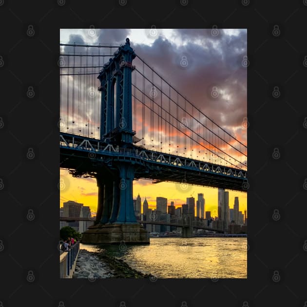 Manhattan Bridge Skyline Sunset Brooklyn New York City by eleonoraingrid