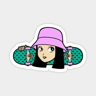 Cool Skater Girl with Bucket Hat Magnet