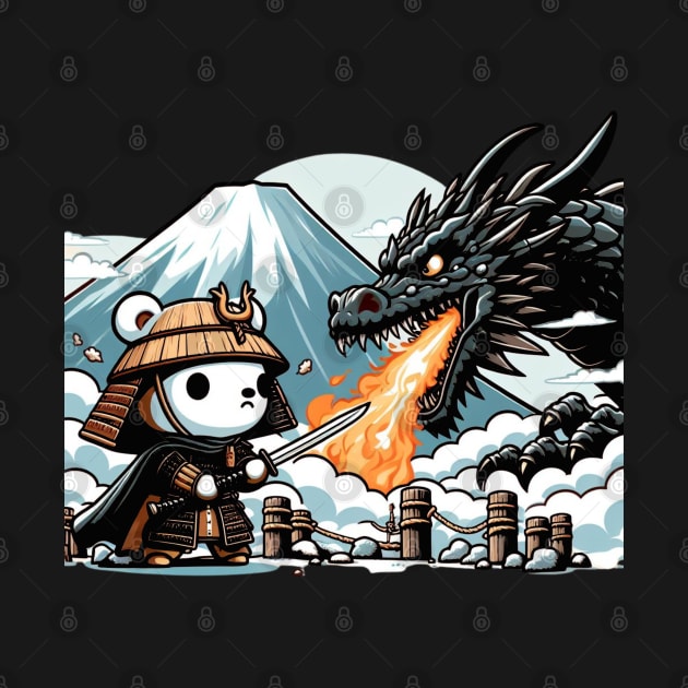 Samurai Bear Fighting a Dragon by Teddy Club