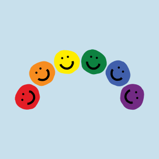 Rainbow Pride Curve Smiley Faces T-Shirt