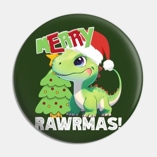 Merry Rawrmas Christmas Dinosaur Cute Great Kids Boys Girls Pin