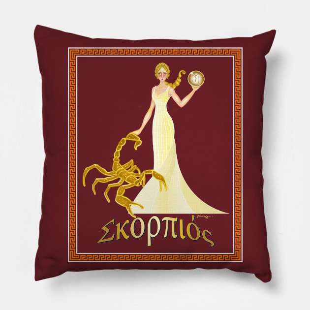 Horoscope Goddesses-Scorpio Pillow by amadeuxway