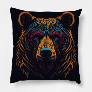 bear face colorful Pillow