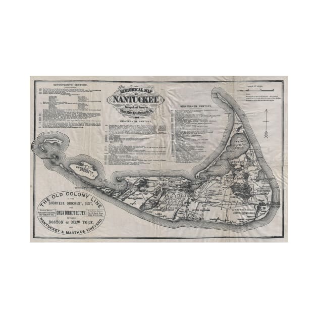 Vintage Nantucket Map by Bravuramedia