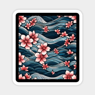 Cherry Blossoms and Kanagawa Wave Magnet