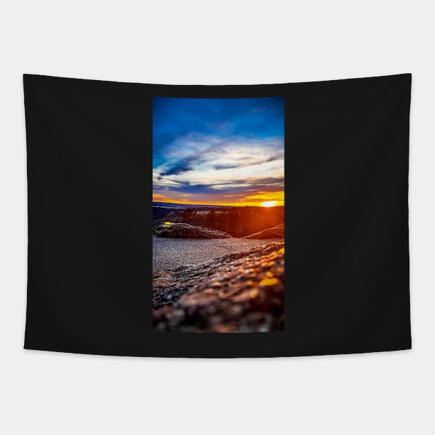 Rocky Sunset Tapestry by SAINTSPHOTOS