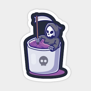 Cute grim reaper in mug Magnet