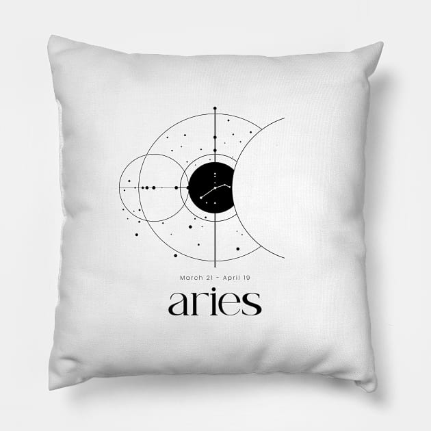 Aries Zodiac Sign Minimalist Pillow by Vermint Studio