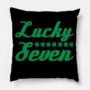 Lucky Seven Green Four Leaf Clover Design Pillow