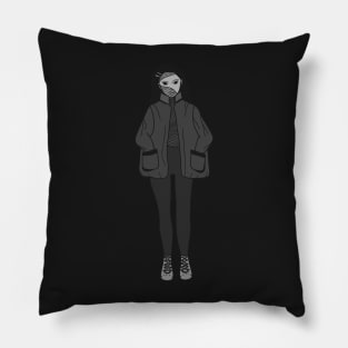 Girl in jacket Pillow