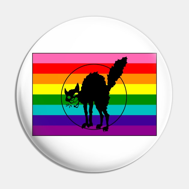 Black Cat LGBTQ Pride Flag (Retro 8) Pin by dikleyt