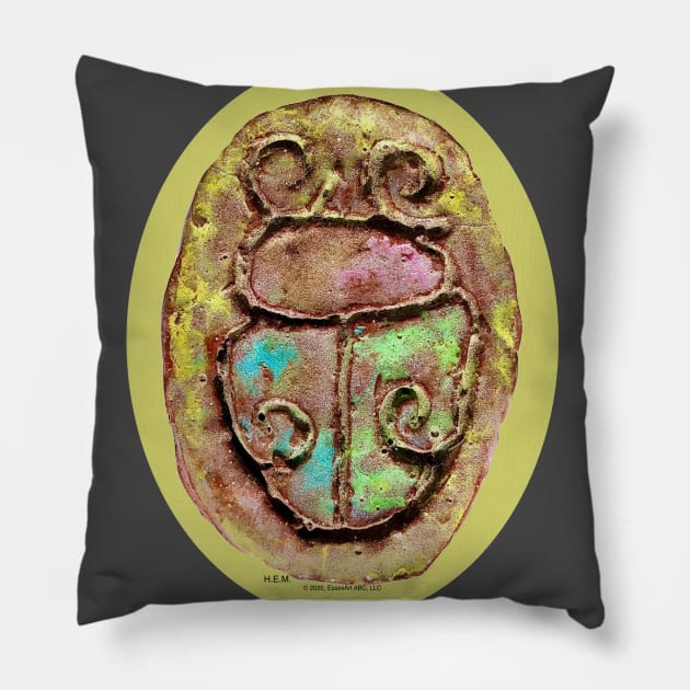 HE bug on yellow oval Pillow by EssexArt_ABC