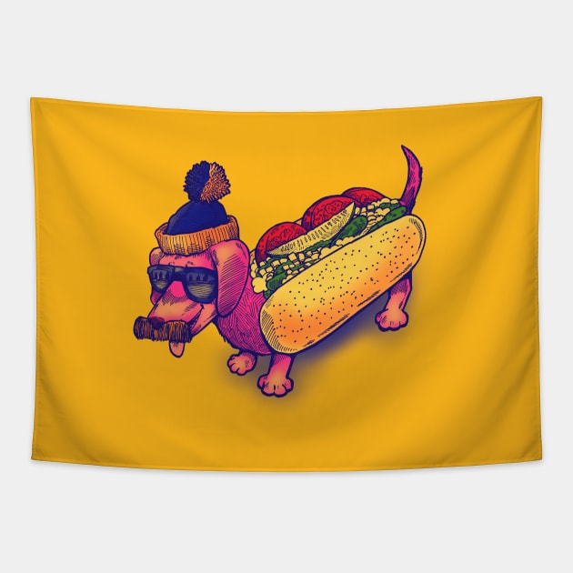 Da Chicago Dog Tapestry by nickv47