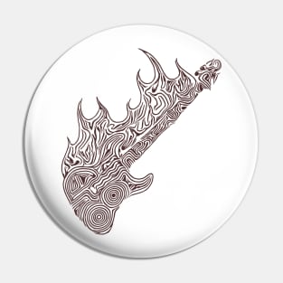 Flaming Bass Guitar Pin