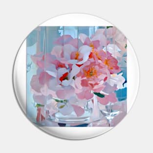 Pink Bouquet in Crystal Vase Pin