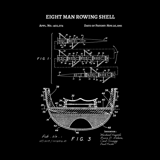 8 Man Rowing Shell Scull Patent 1991 ,  eight man rowing shell boat art by Anodyle