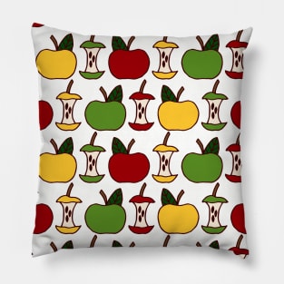 Apples and Apple Cores Multi-Colored | Apple Pattern Pillow