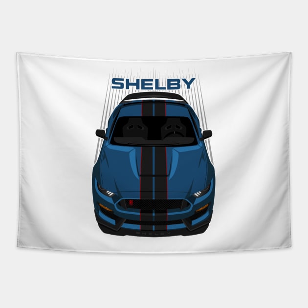 Ford Mustang Shelby GT350R 2015 - 2020 - Ford Performance Blue - Black Stripes Tapestry by V8social
