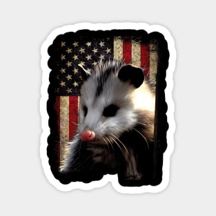 Urban Opossum American Flag Tee for Nocturnal Nature Lovers Magnet