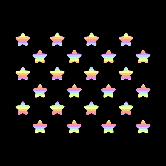 Mini Pastel Rainbow Horizontal Striped Stars by Babey Bog