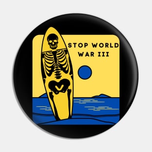 Skull Capsule Stop World War III Pin