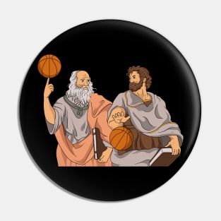 Plato And Aristotle Playing Basketball Pin