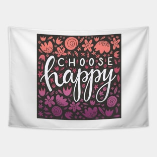 Floral Choose Happy Tapestry