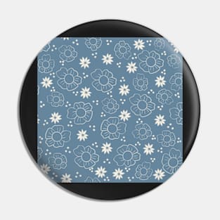 Botanical Blue and White Pattern Pin