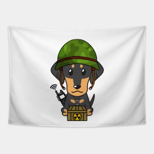 Cute dachshund is a military pet Tapestry