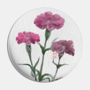 watercolor and sumiE ink pink carnations Pin