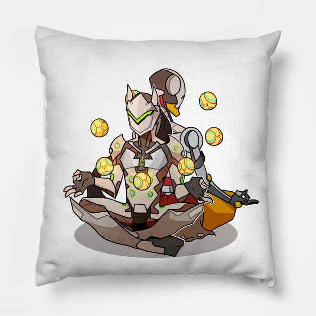 Genji Zenyatta Overwatch Pillow by gaypompeii