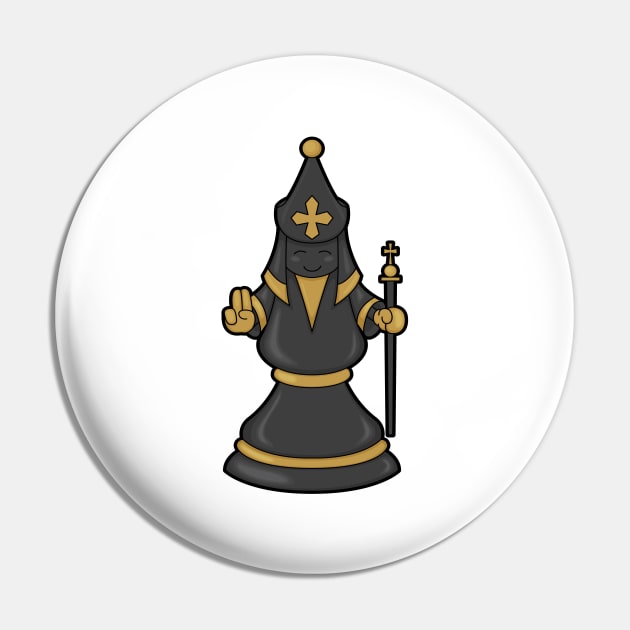 Chess piece Bishop at Chess with Staff Pin by Markus Schnabel