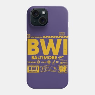 Vintage Baltimore BWI Airport Code Travel Day Retro Travel Tag Gold Phone Case