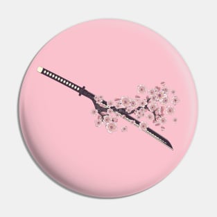 Katana with sakura branch Pin