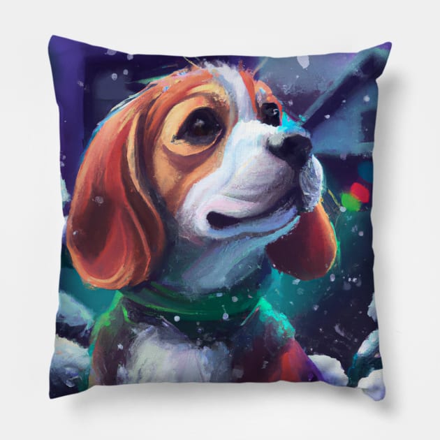 Cute Beagle Drawing Pillow by Play Zoo