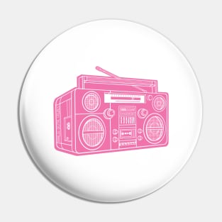 Boombox (White Lines + Blush Red Drop Shadow) Analog / Music Pin