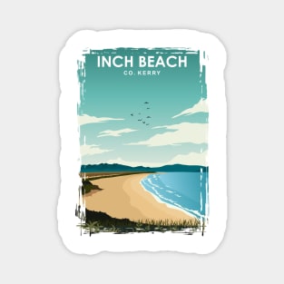 Inch Beach Kerry Ireland Vintage Minimal Retro Travel Poster Magnet