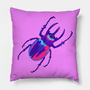 Violet and pink rhinoceros beetle illustration Pillow