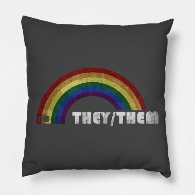 Grunge LGBT+ Pride - They/Them Pronouns Pillow by Daniela A. Wolfe Designs
