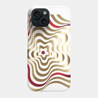 OP Art Gold Flower with Red Ribbon Phone Case