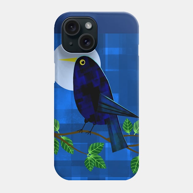 Blackbird at Night Phone Case by Scratch